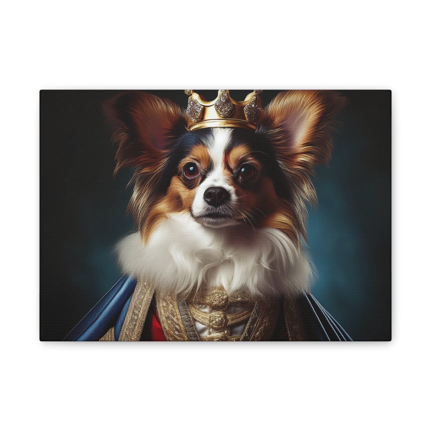 Papillon Pet Portrait Renaissance on Canvas, wall art, wall print, dog portrait, dog art