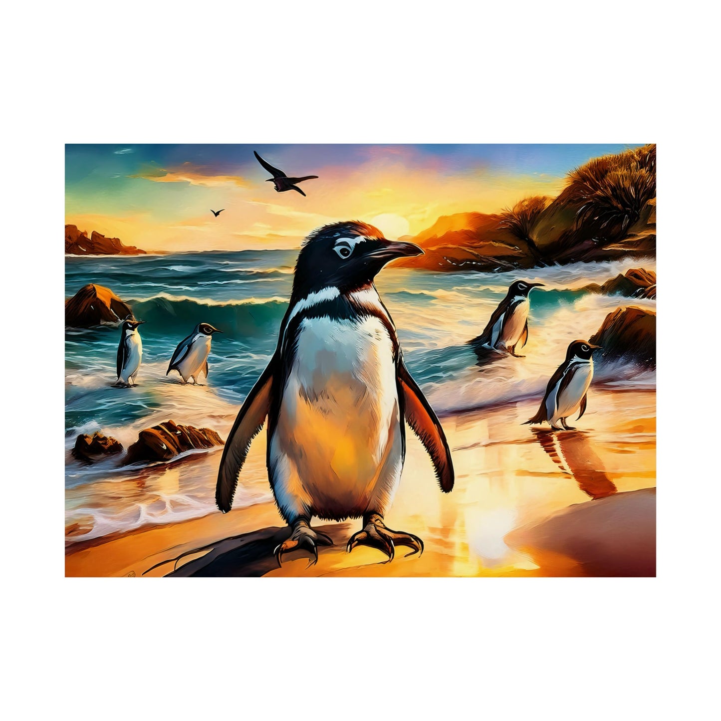 Phillip Island Little Penguins Australia Wall Art | Vibrant Wall Print | Unique Painting Print | Style 3 | Wall Art | Wall Print