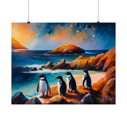 Phillip Island Little Penguins Australia Wall Art | Vibrant Wall Print | Unique Painting Print | Style 2 | Wall Art | Wall Print