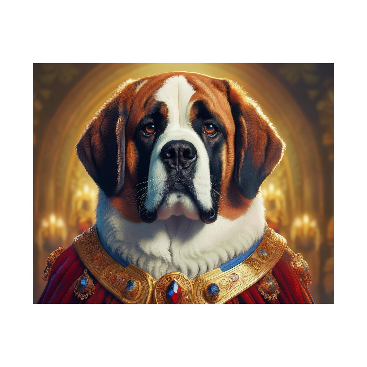 St Bernard Renaissance Pet Portrait Print | Unique Dog Art | Wall Art | Wall Print