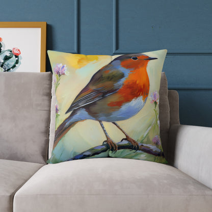 Vibrant American Robin Bird Throw Pillow, Nature Decor, Home Accent, Gift for Bird Lovers, Cozy Living Room Cushion