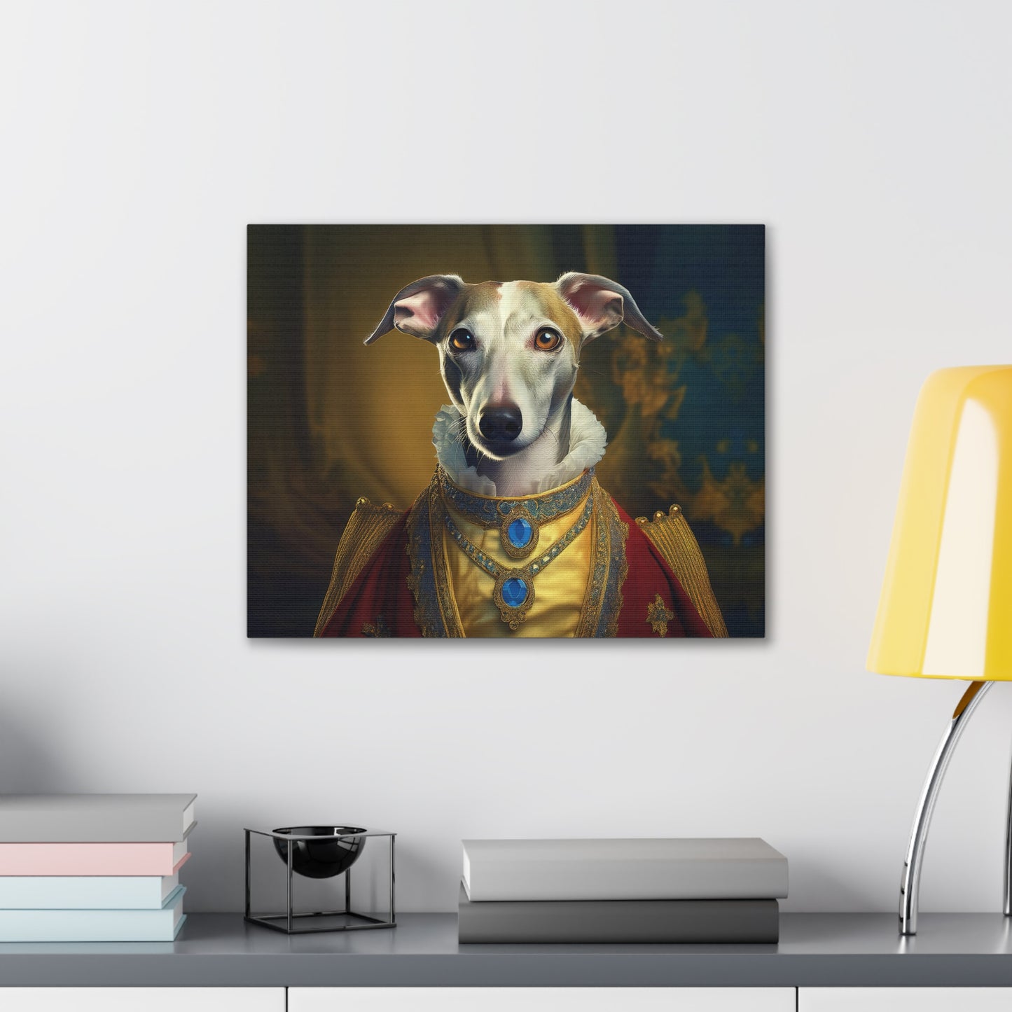 Whippet Pet Portrait Renaissance Print - Canvas, wall art, wall print, dog portrait, dog art