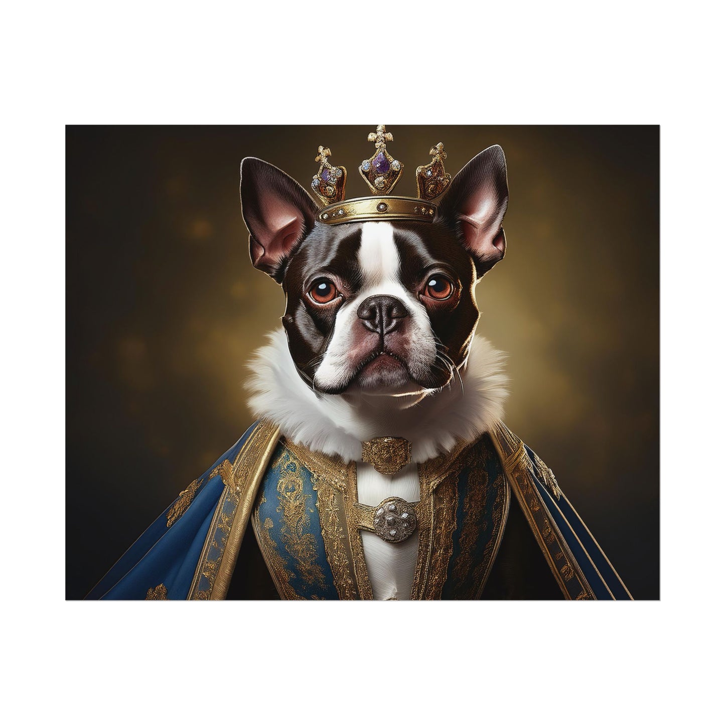 Boston Terrier Renaissance Dog Portrait Art Print, Wall Decor Gift, Animal Lover Home Decor, Dog Wall Art