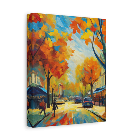 Fall Leaves In the City Painting Canvas Wall Art | Wall Art | Wall Print