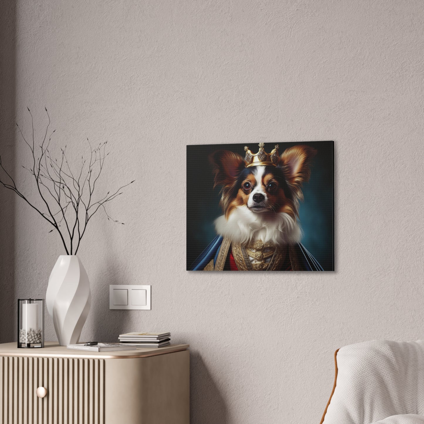 Papillon Pet Portrait Renaissance on Canvas, wall art, wall print, dog portrait, dog art