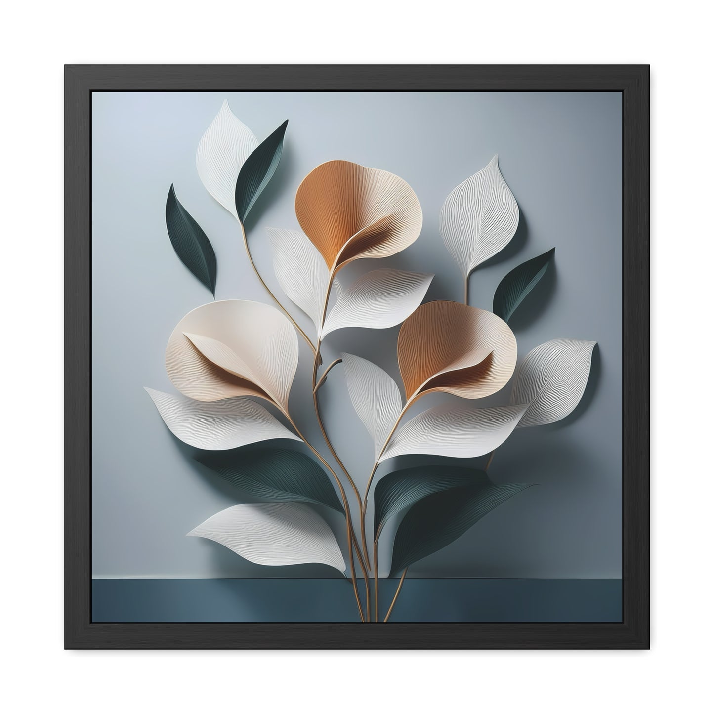 Minimalist Floral Square Framed Print - Blue