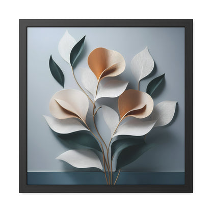 Minimalist Floral Square Framed Print - Blue