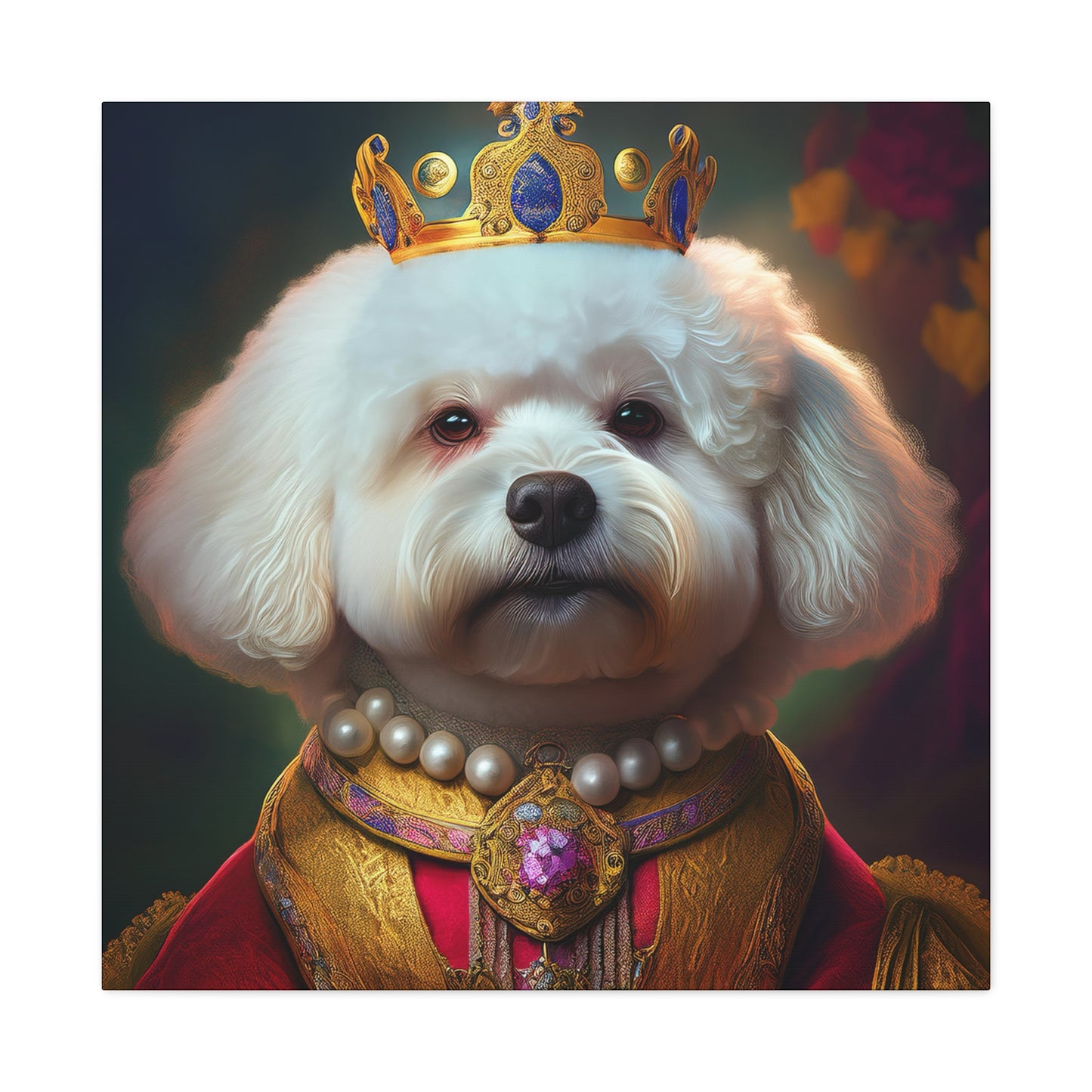Bichon Frise Renaissance Pet Portrait on Canvas | Wall art | wall print | Dog Art