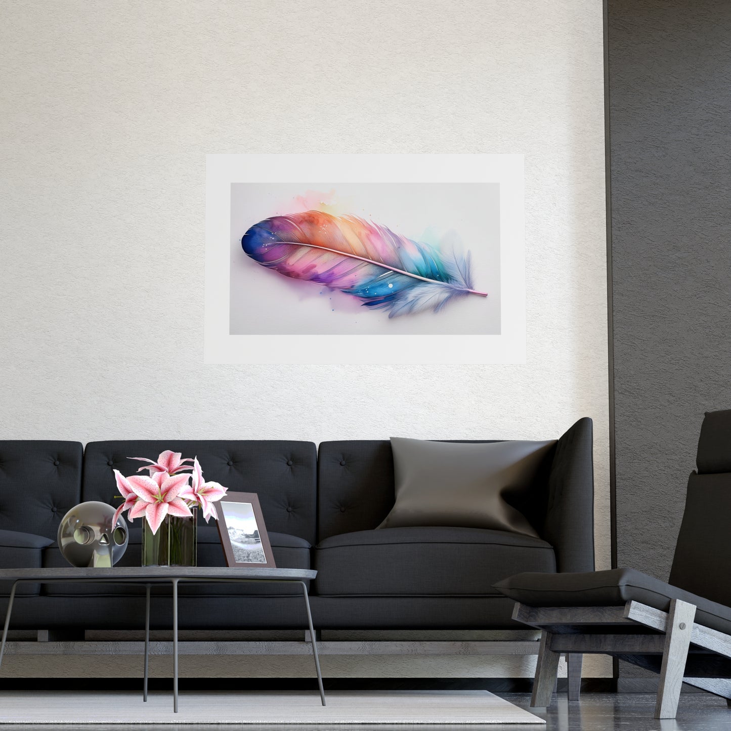Vibrant Rainbow Feather Watercolor Print - 2 | Elegant Wall Art & Prints | Unique Home Decor | Wall Print | Wall Art