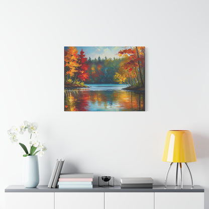 Fall Leaves on the Lake on Canvas | wall art |  wall print
