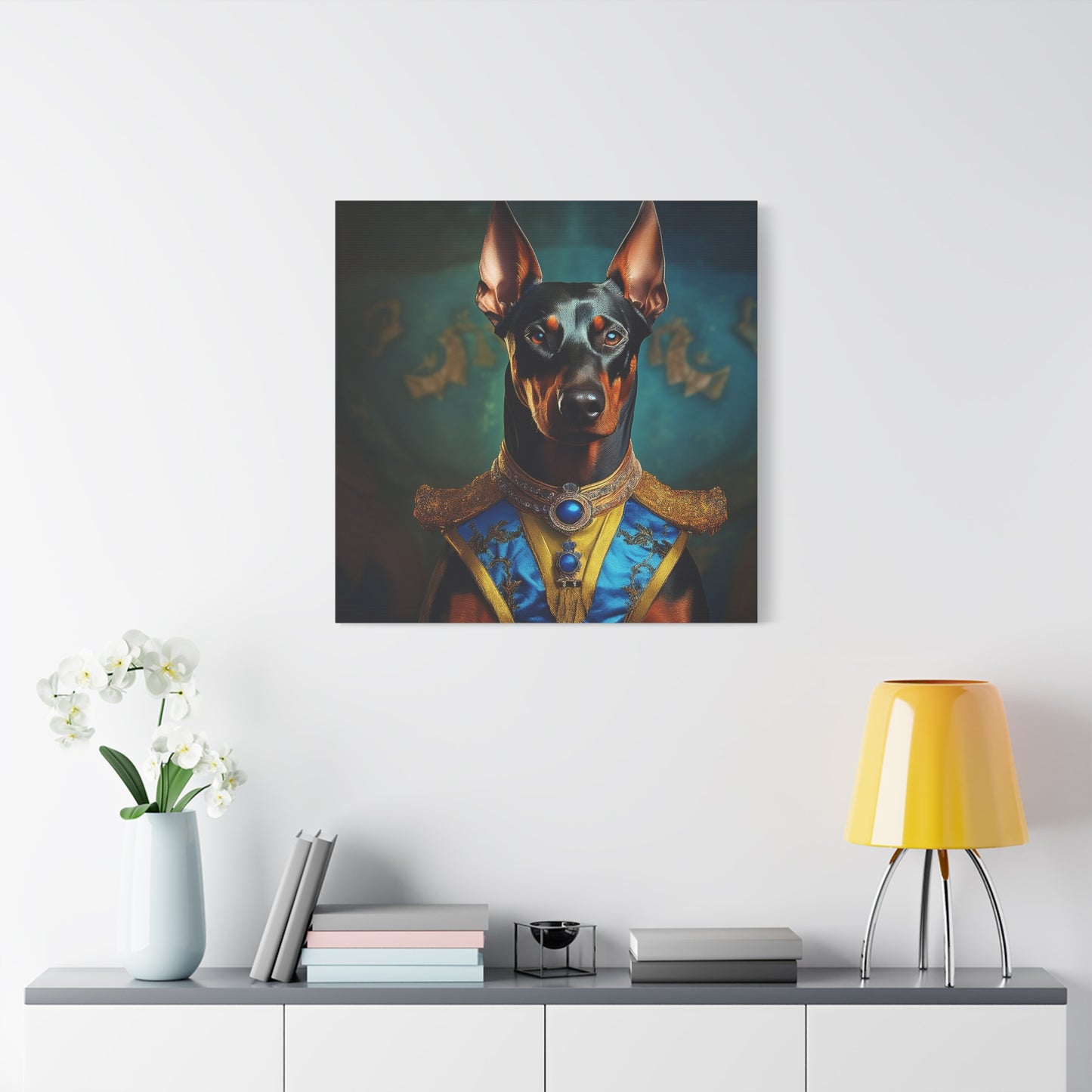 Doberman Pinscher Renaissance Pet Portrait on Canvas | wall art | wall print | Dog Art