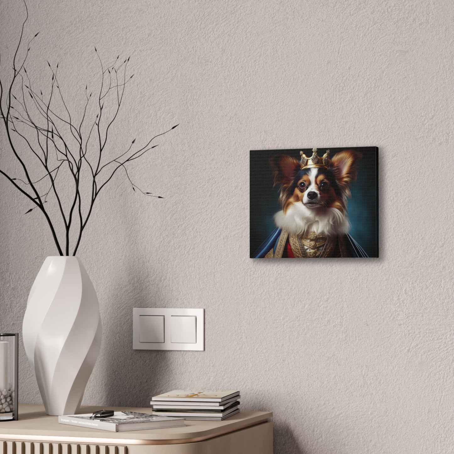 Papillon Pet Portrait Renaissance on Canvas, wall art, wall print, dog portrait, dog art