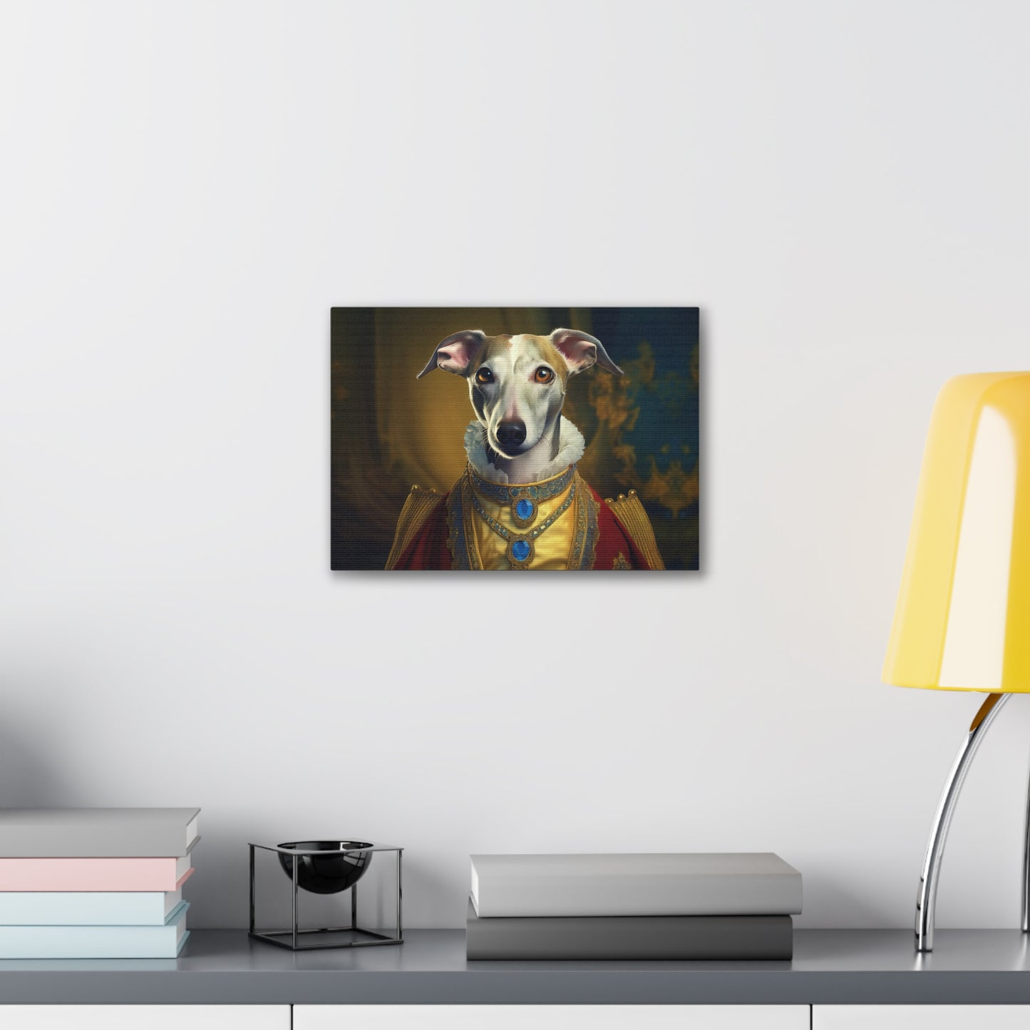 Whippet Pet Portrait Renaissance Print - Canvas, wall art, wall print, dog portrait, dog art