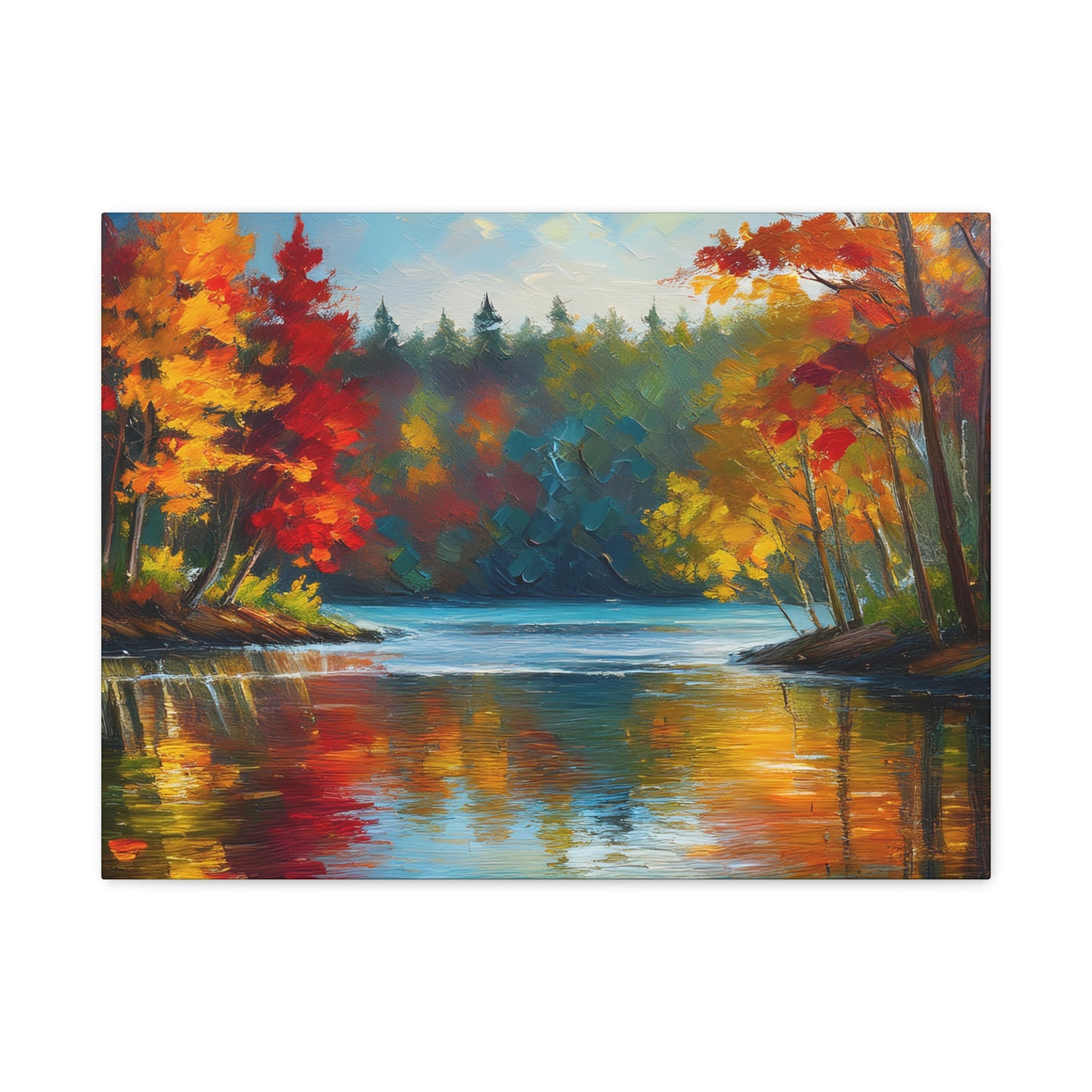 Fall Leaves on the Lake on Canvas | wall art |  wall print