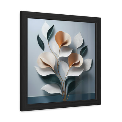 Minimalist Floral Square Framed Print - Blue