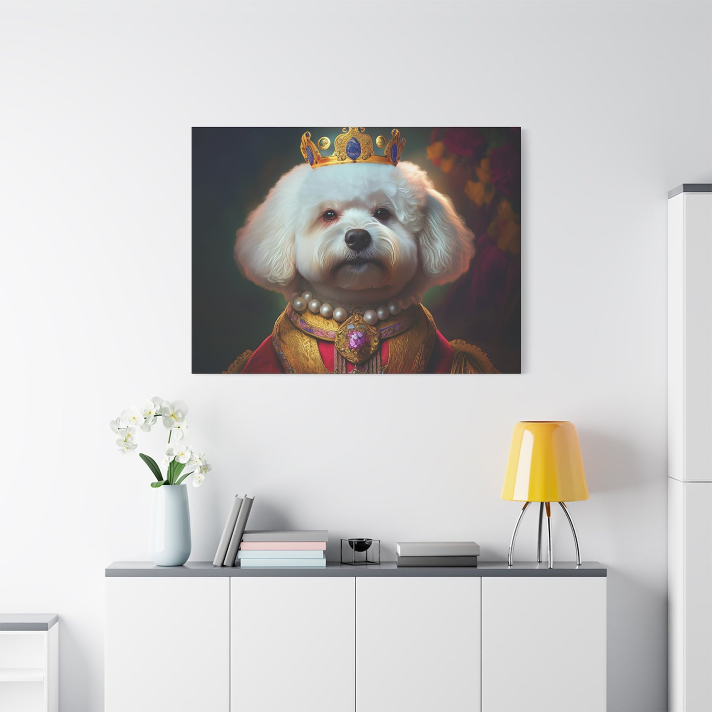 Bichon Frise Renaissance Pet Portrait on Canvas | Wall art | wall print | Dog Art