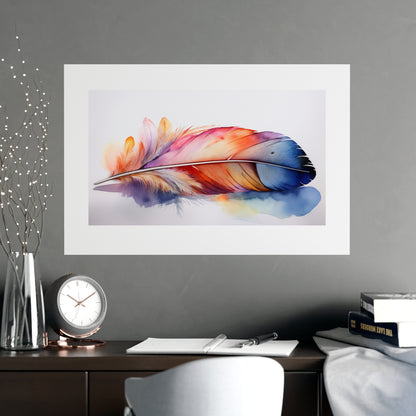 Rainbow Feather Watercolor Print - 3 | Elegant Wall Art & Prints | Unique Home Decor | Wall Print | Wall Art