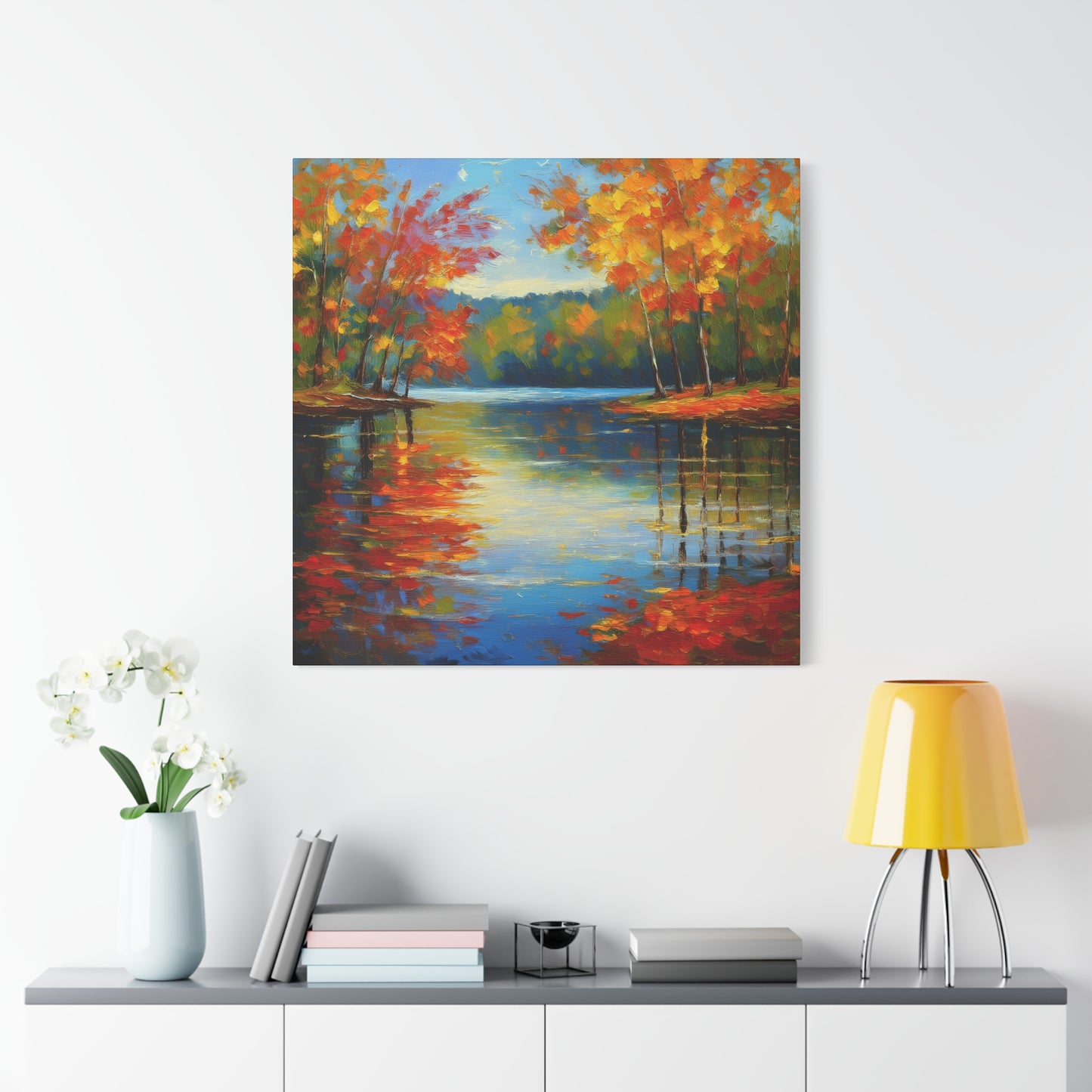 Fall Changing Leaves on a Lake Canvas Print | Style 2 | Wall Art | Wall Print | Fall Decor