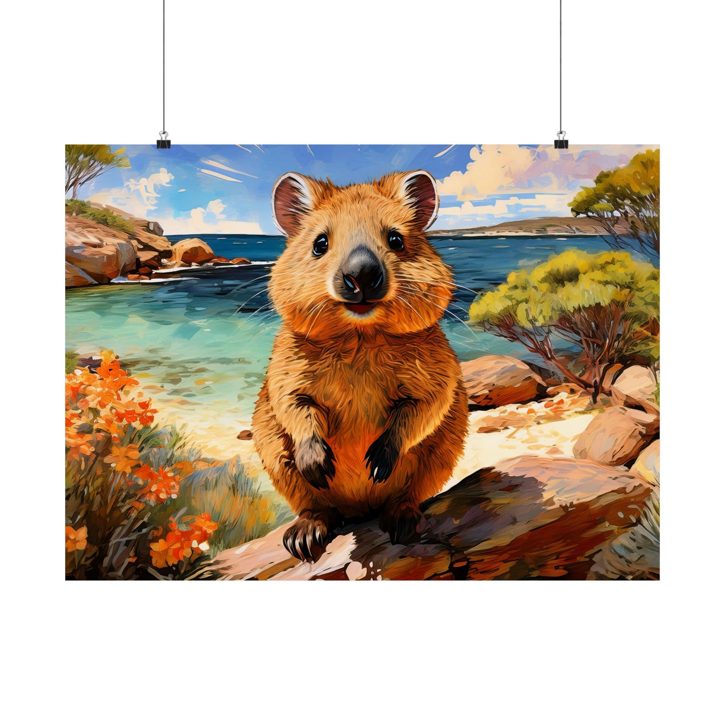 Quokkas at Rottnest Island Western Australia Print |  Unique Painting Print | Style 1 | Wall Art | Wall Print