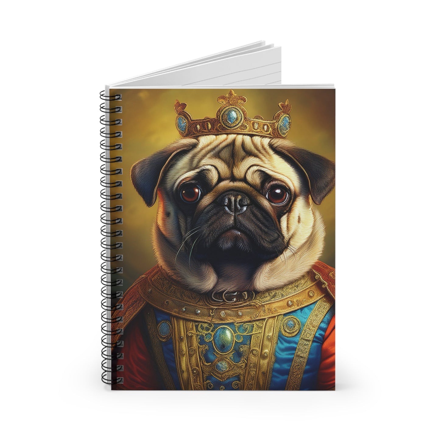 Pug Renaissance Pet Portrait Spiral Notebook, Writing Journal, Note-Taking, Unique Dog Lover Gift