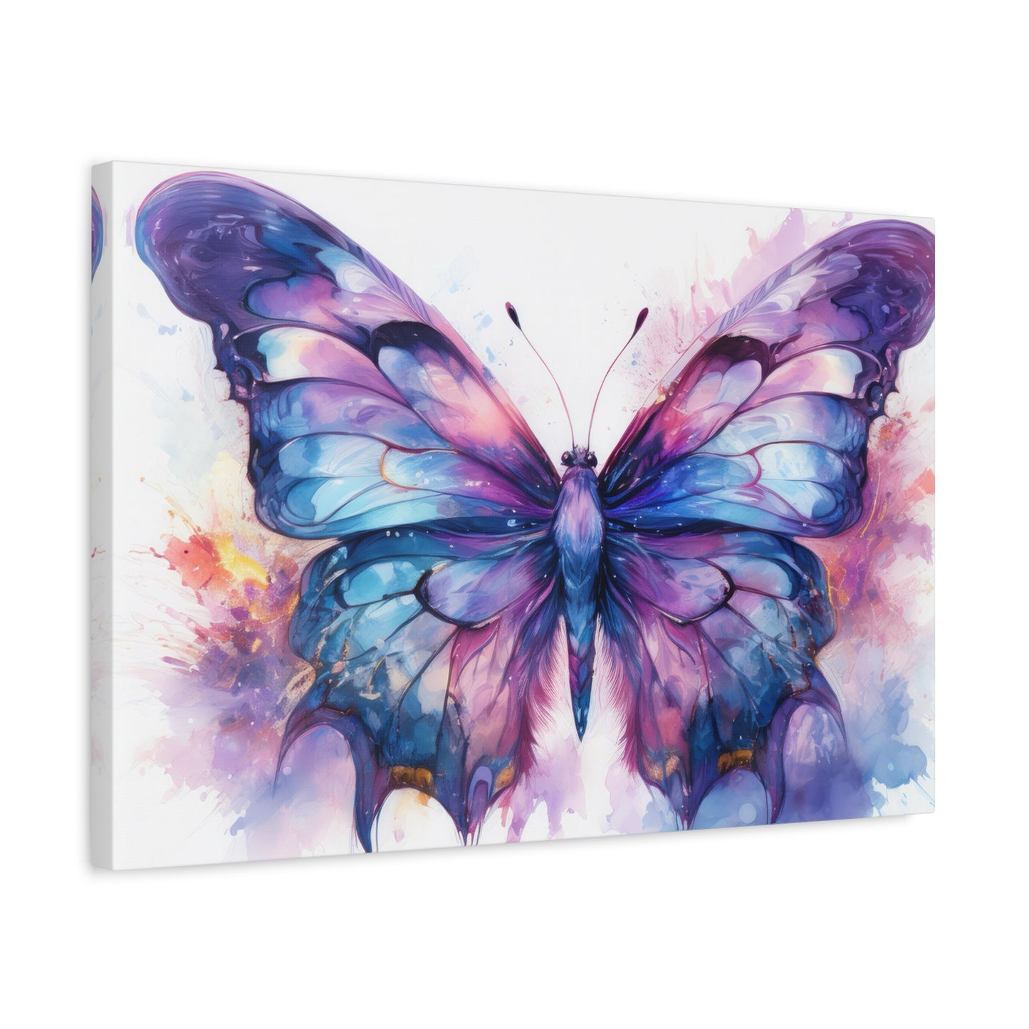 Blue & Purple Butterfly Alcohol Ink Canvas Art | Butterfly Decor | Wall Art | Wall Print