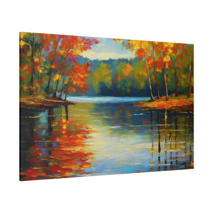Fall Changing Leaves on a Lake Canvas Print | Style 2 | Wall Art | Wall Print | Fall Decor