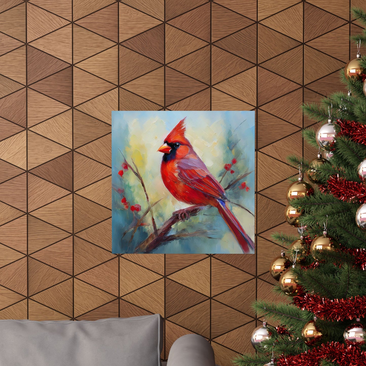 Cardinal Oil Painting Print | Wall Art | Wall Print | Bird Art