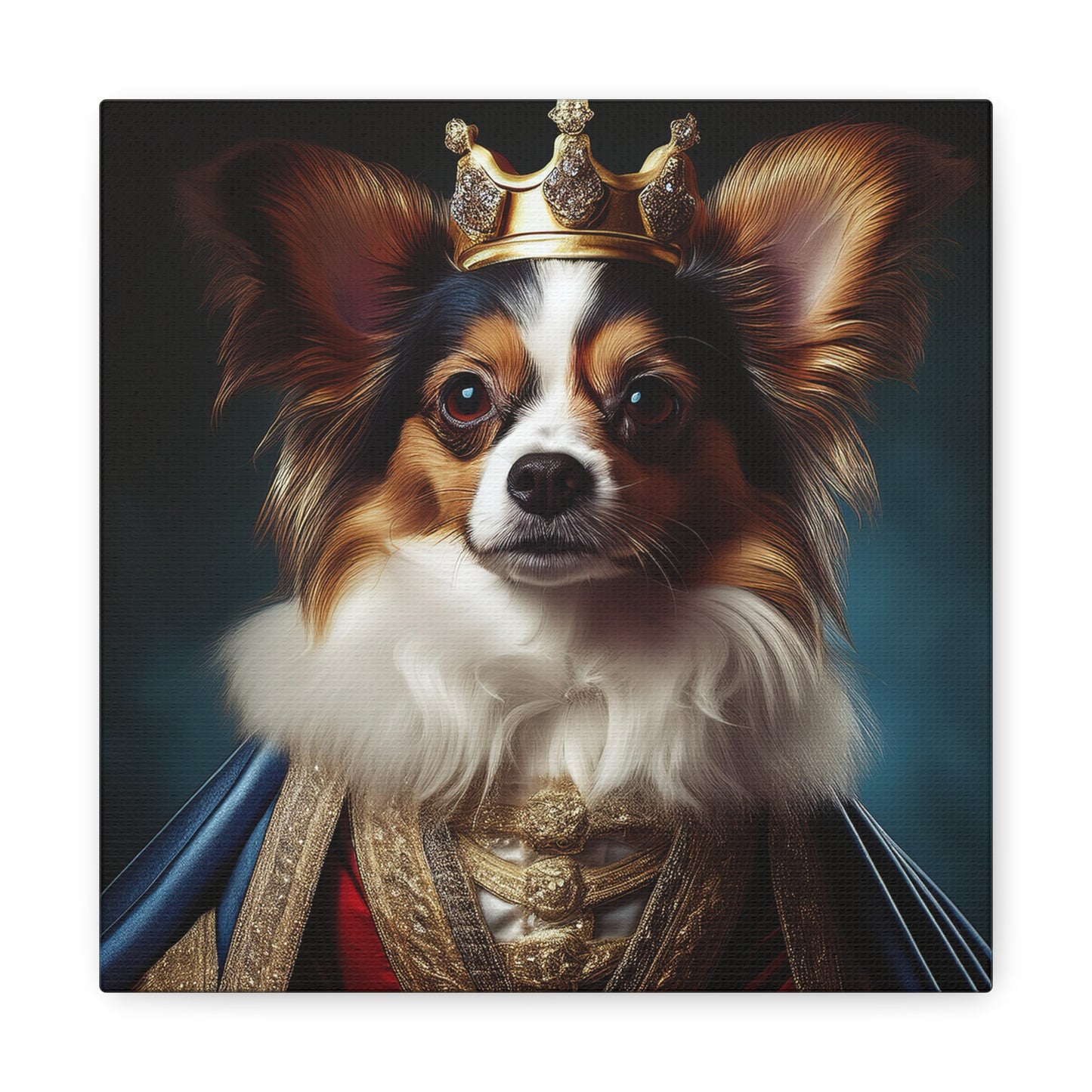 Papillon Pet Portrait Renaissance on Canvas, wall art, wall print, dog portrait, dog art