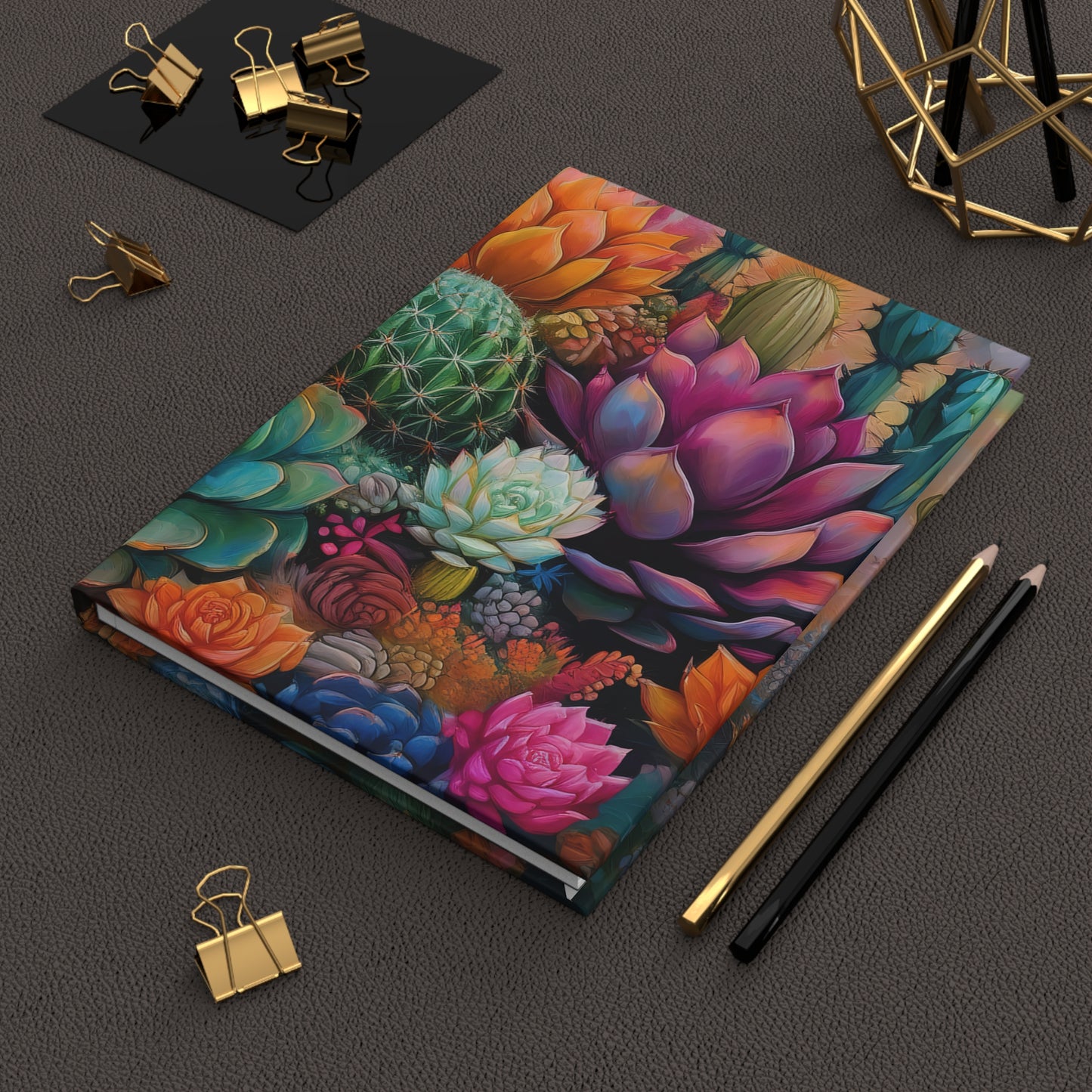 Cacti & Succulents Rainbow Hardcover Journal (Style 1), Writing Notebook, Diary, Sketchbook, Dream Journal
