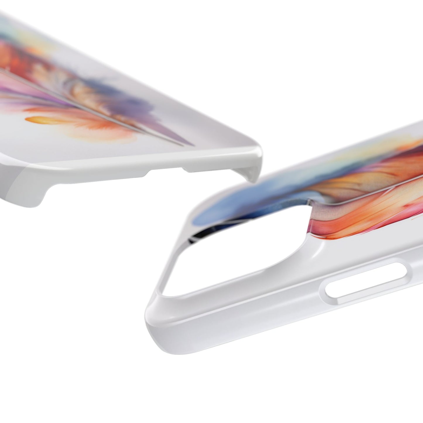 Rainbow Watercolor Feather Slim Phone Case