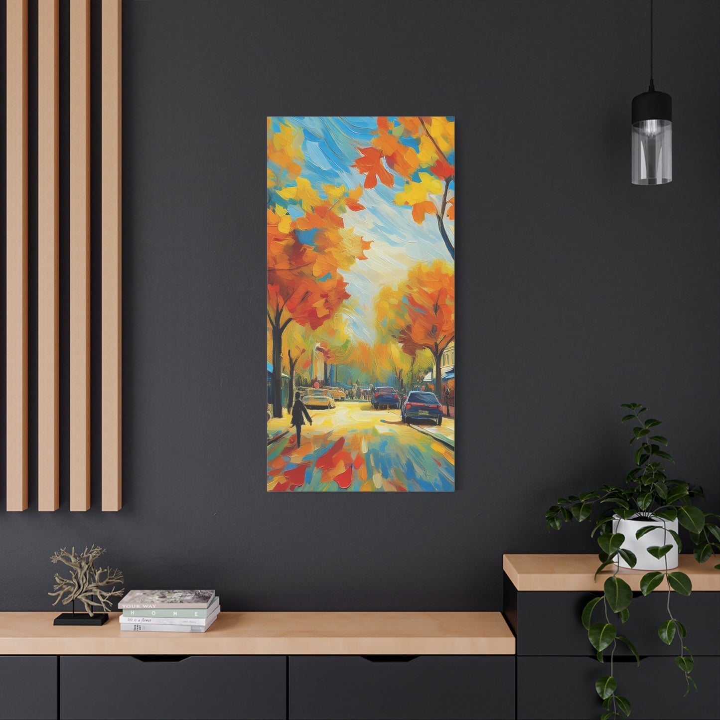 Fall Leaves In the City Painting Canvas Wall Art | Wall Art | Wall Print