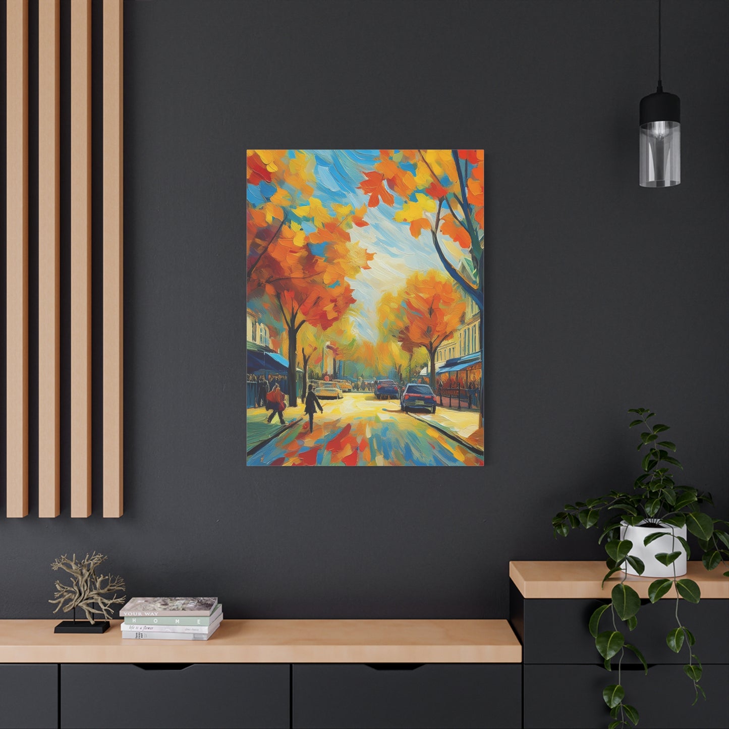 Fall Leaves In the City Painting Canvas Wall Art | Wall Art | Wall Print