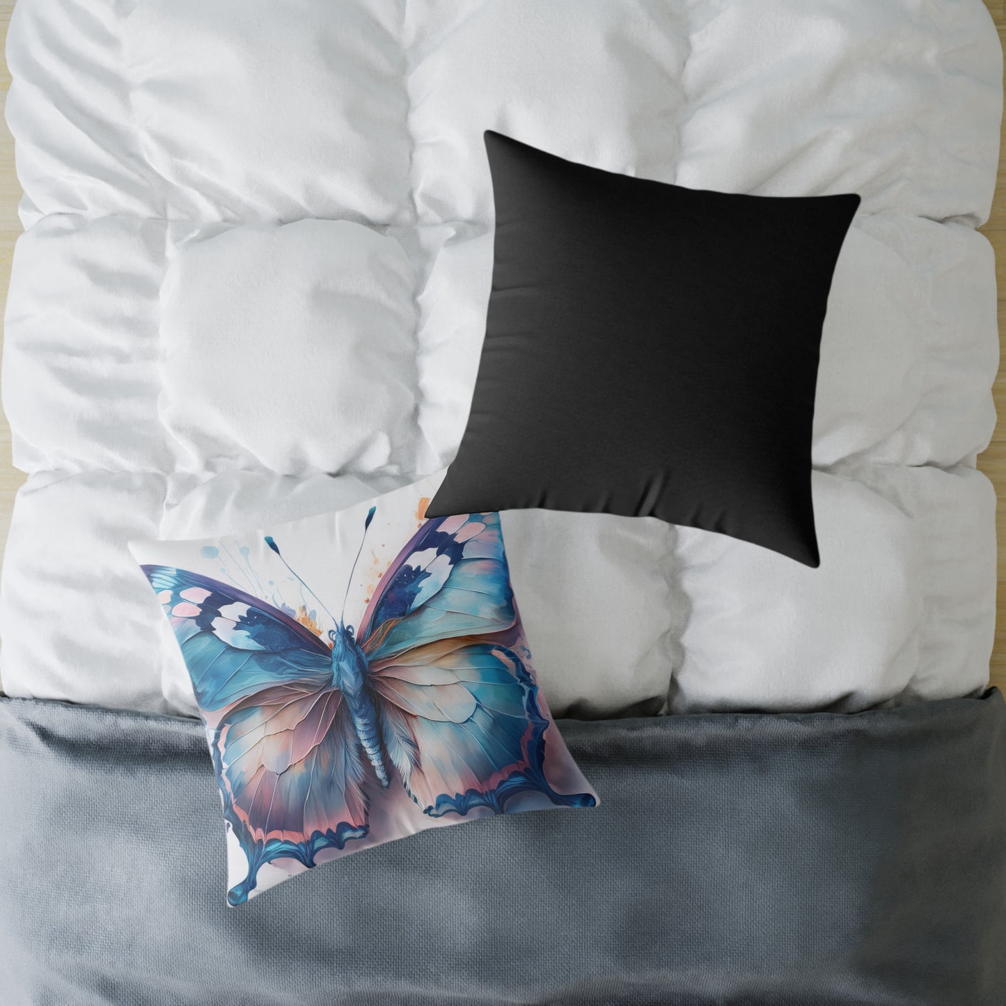 Butterfly Art Throw Pillow (Black Back), Inspirational Home Decor, Gift for Nature Lovers, Cozy Living Room Accent, Spring Decor, Butterfly Lovers