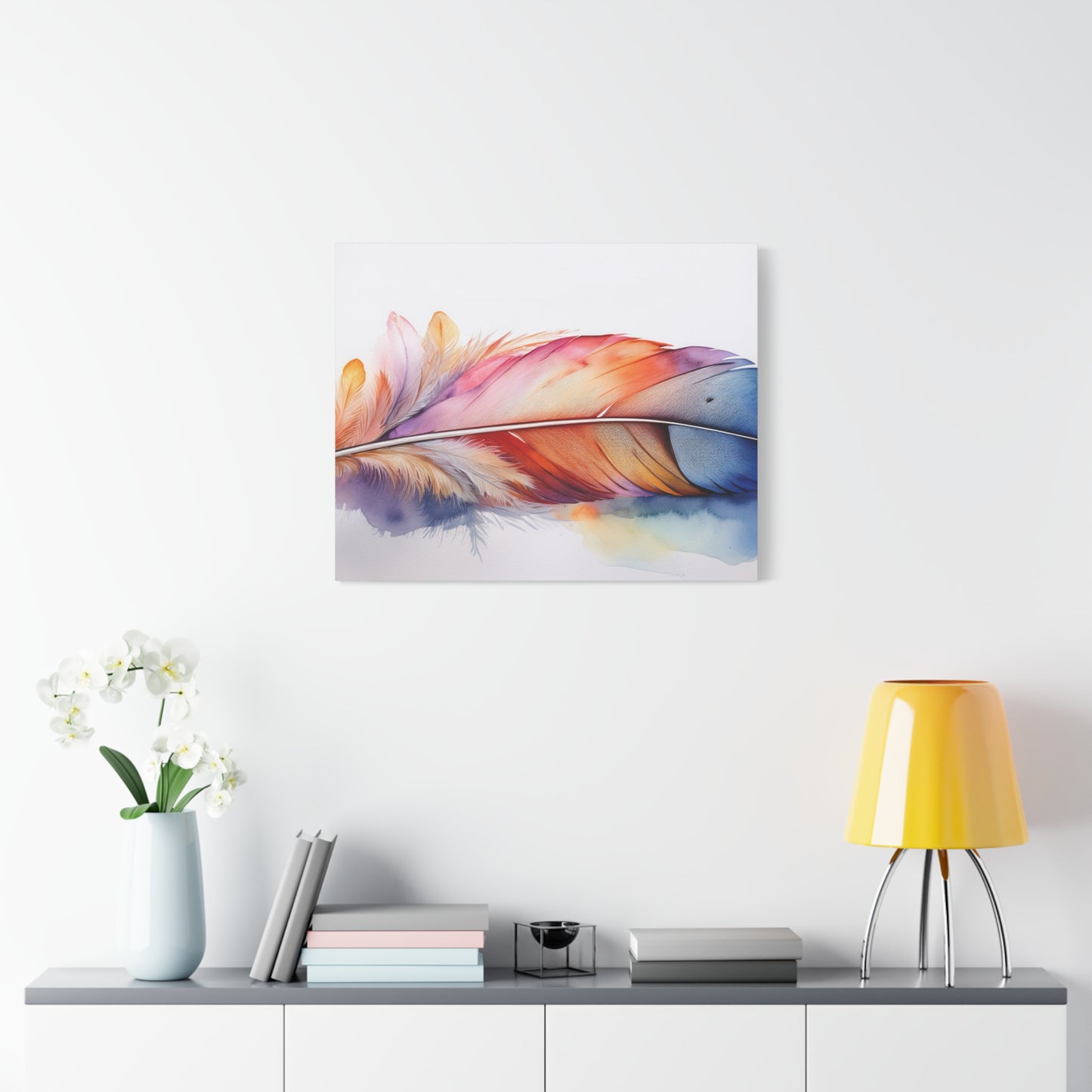 Rainbow Feather Watercolor Canvas Print - 3 | Elegant Wall Art & Prints | Unique Home Decor | Wall Print | Wall Art