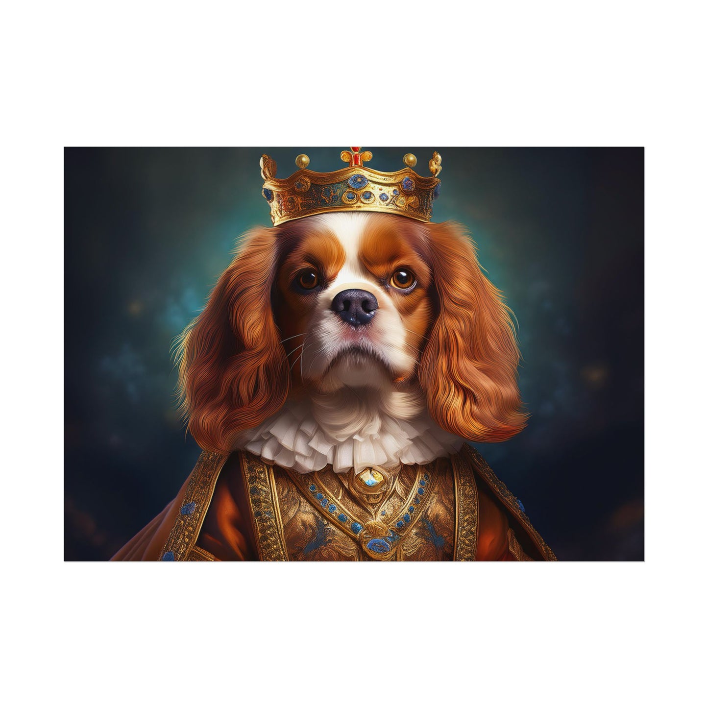 Cavalier King Charles Spaniel Art Pet Portrait Print, Renaissance, Wall Print, Wall Art