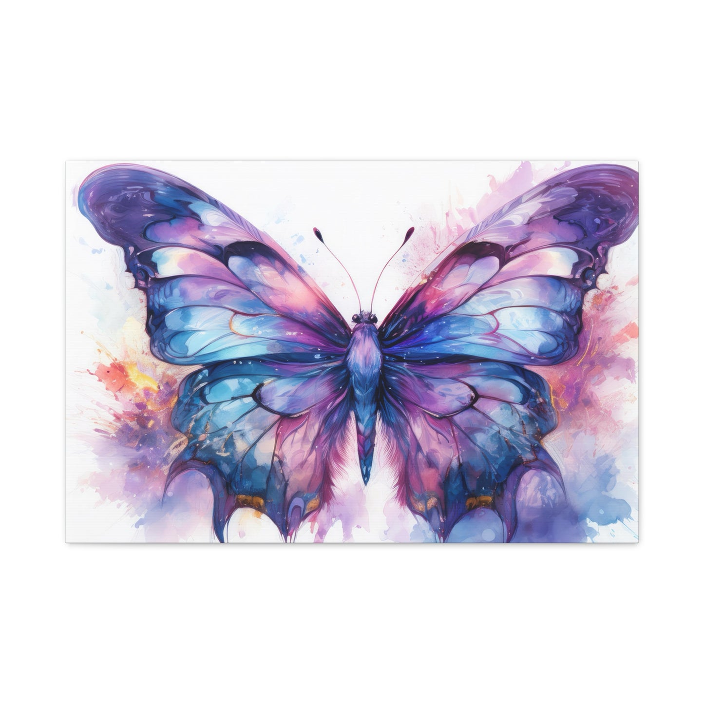 Blue & Purple Butterfly Alcohol Ink Canvas Art | Butterfly Decor | Wall Art | Wall Print