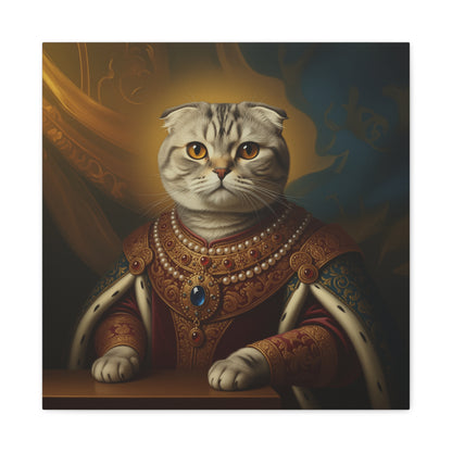 Scottish Fold Renaissance Royal Cat Canvas Art Print, Cat Wall Decor, Pet Lover Gift, Feline Portrait, Home Decoration, Unique Gift for Cat Lovers