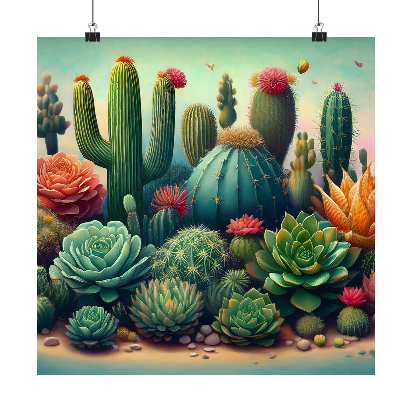 Abstract Cacti and Succulent Desert Garden Color Print | Wall Art | Wall Print