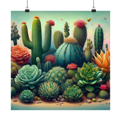 Abstract Cacti and Succulent Desert Garden Color Print | Wall Art | Wall Print