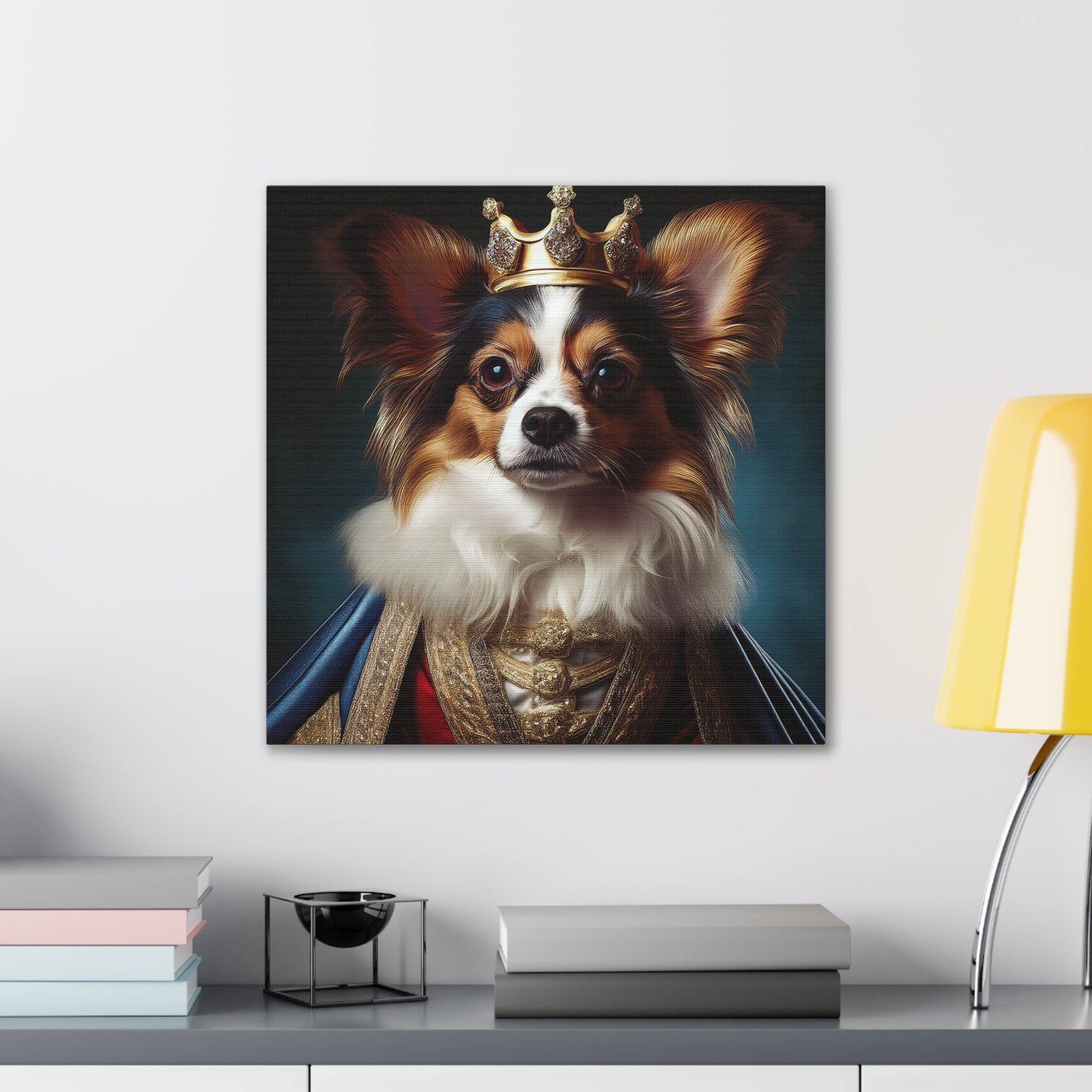 Papillon Pet Portrait Renaissance on Canvas, wall art, wall print, dog portrait, dog art