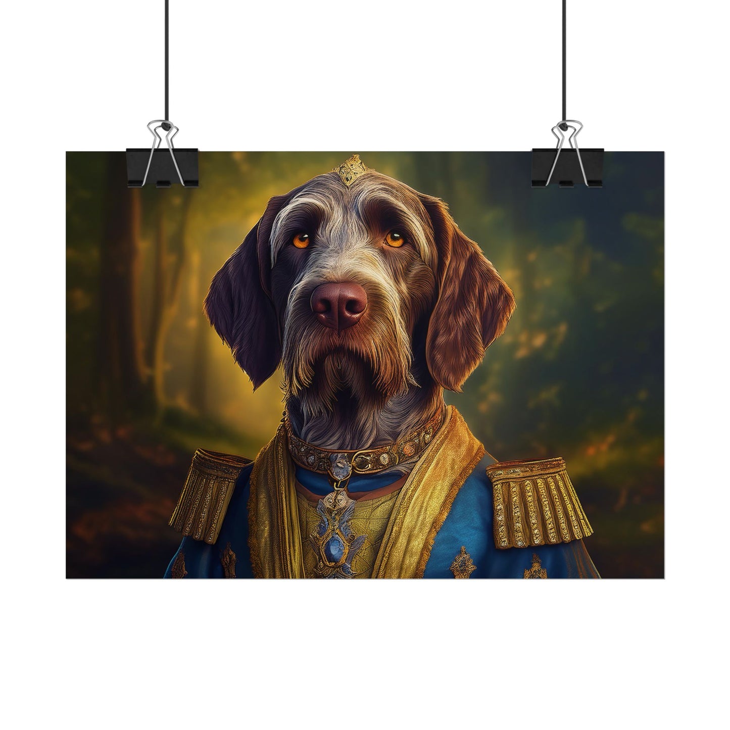 German Wirehaired Pointer Renaissance Pet Portrait Print, Pointer, Dog Lover Wall Art,  Dog Memorial Gift, wall art, wall print, dog print
