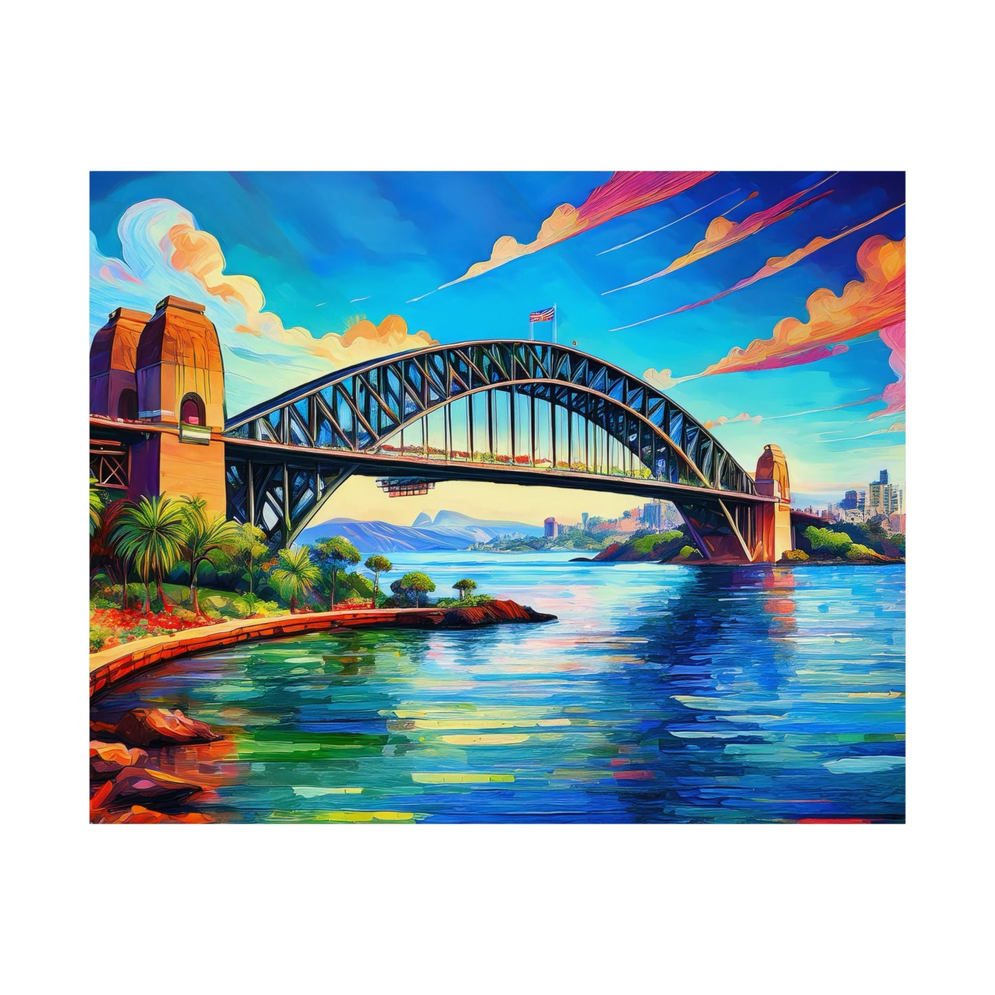 Sydney Harbour Bridge  Australia Painting Print | Wall Art | Wall Print