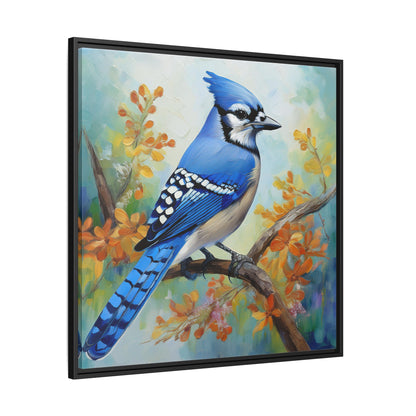 Blue Jay Bird Oil Painting Framed Canvas for Bird Lovers Home Decor, Indoor Wall Art, Wall Print, Bird Art, Living Room Wall Art