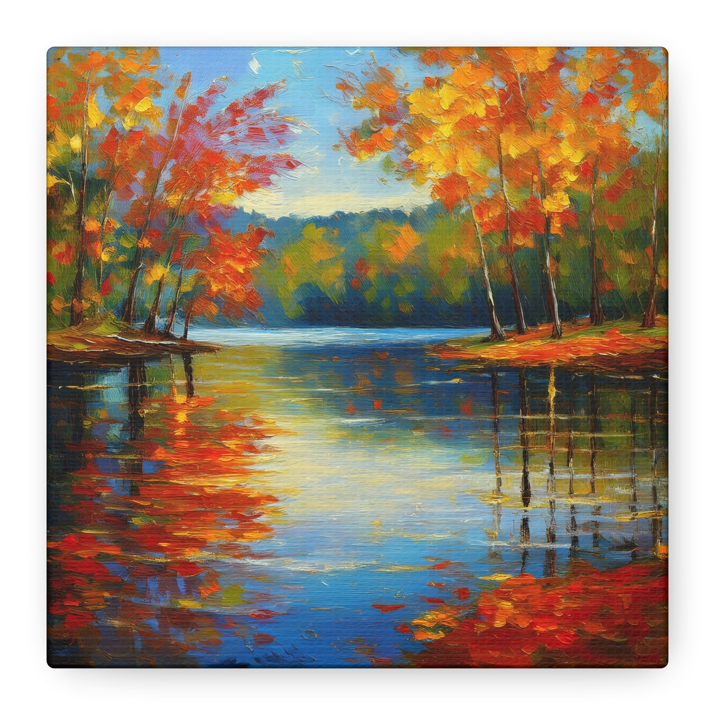 Fall Changing Leaves on a Lake Canvas Print | Style 2 | Wall Art | Wall Print | Fall Decor