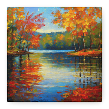 Fall Changing Leaves on a Lake Canvas Print | Style 2 | Wall Art | Wall Print | Fall Decor