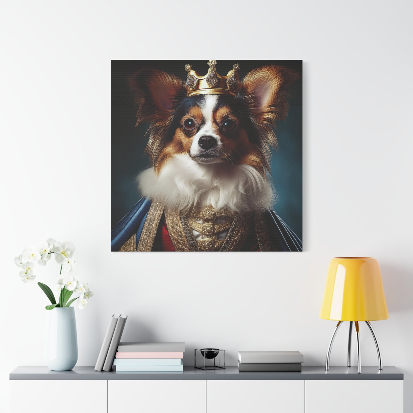 Papillon Pet Portrait Renaissance on Canvas, wall art, wall print, dog portrait, dog art