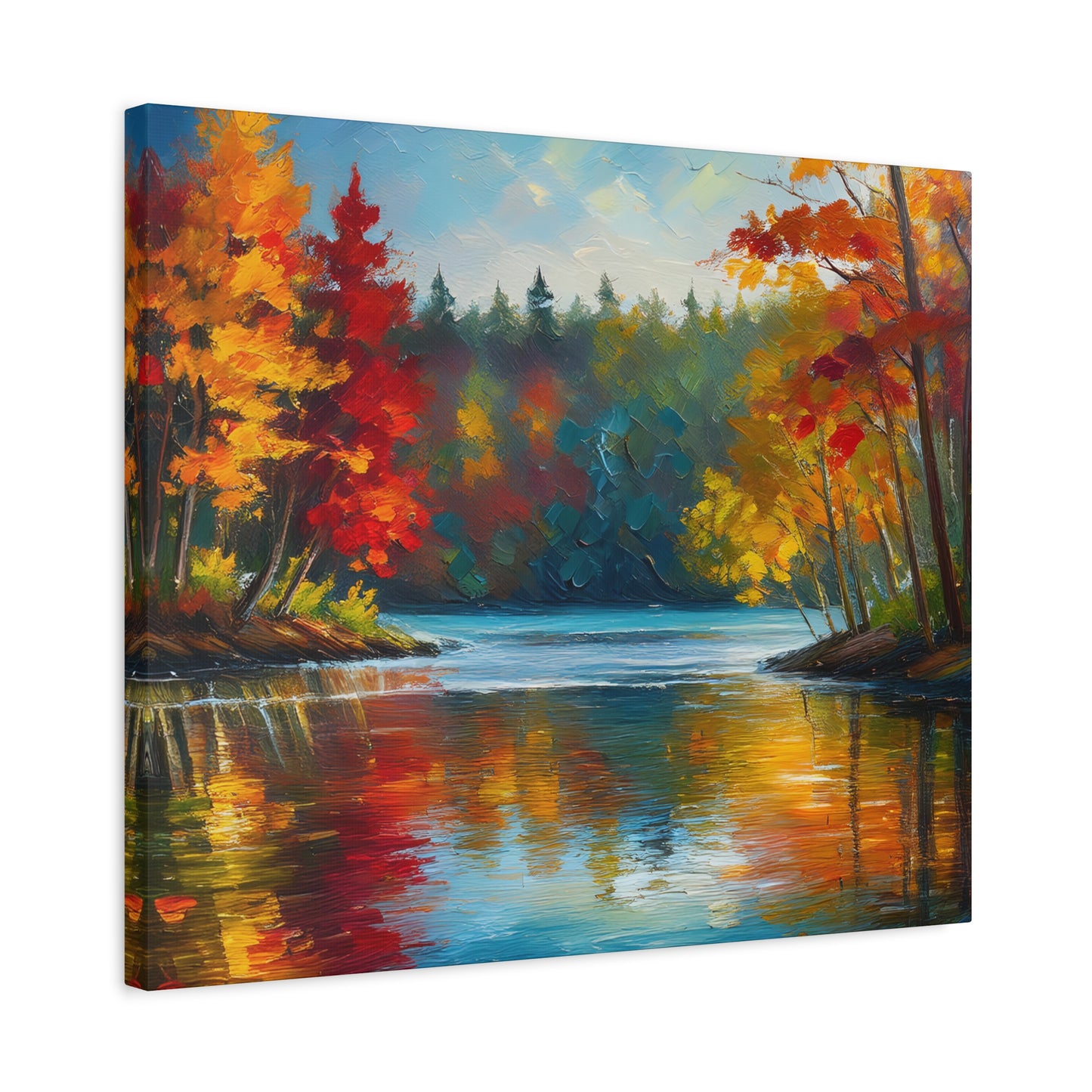 Fall Leaves on the Lake on Canvas | wall art |  wall print