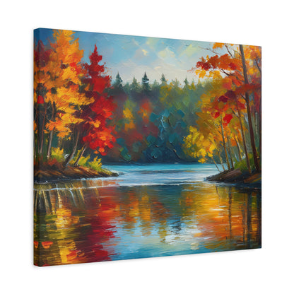 Fall Leaves on the Lake on Canvas | wall art |  wall print