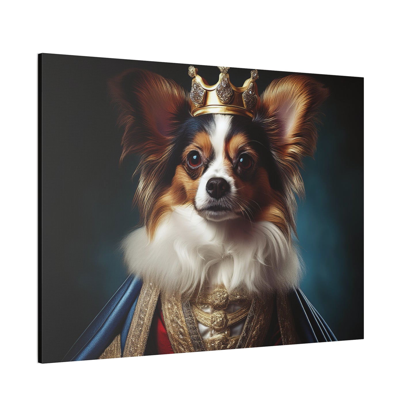 Papillon Pet Portrait Renaissance on Canvas, wall art, wall print, dog portrait, dog art