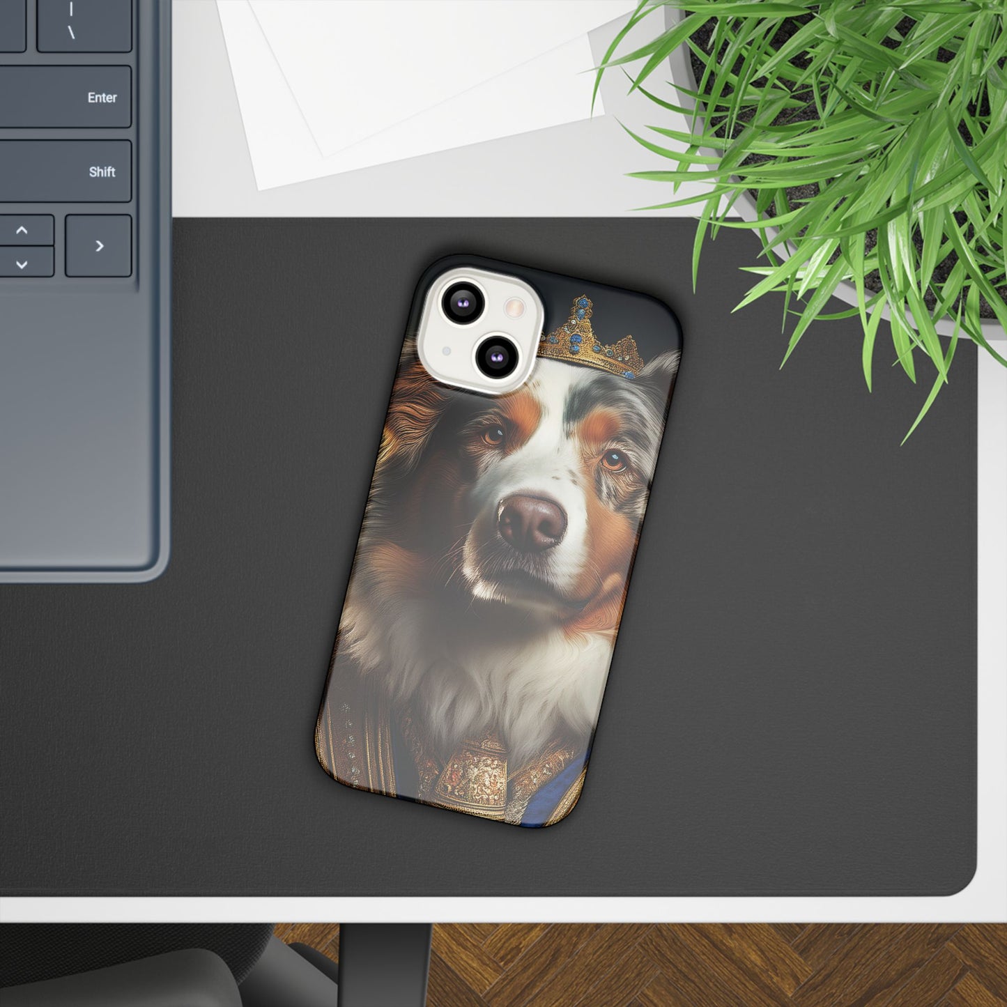 Australian Shepherd Renaissance Dog Portrait Slim Phone Case